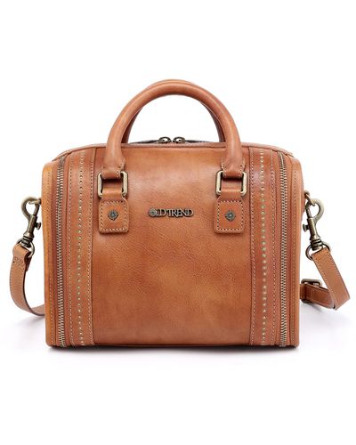 Old Trend Mini Trunk Leather Crossbody Bag - Brown