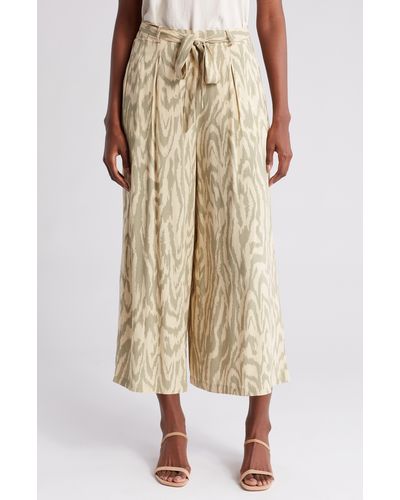 Bobeau Tie Waist Wide Leg Pants - Natural