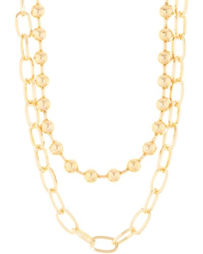 Natasha Couture Mix Chain Layered Necklace - Metallic