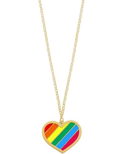 Bony Levy 14k Gold Rainbow Heart Pendant Necklace - White