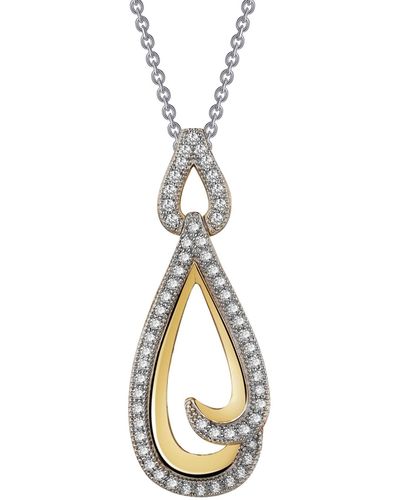 Lafonn Platinum & Gold Plated Sterling Silver Simulated Diamond Open Teardrop Pendant Necklace - Metallic