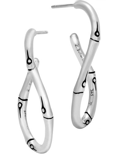 John Hardy Sterling Silver Twisted Bamboo-textured Drop Earrings - White