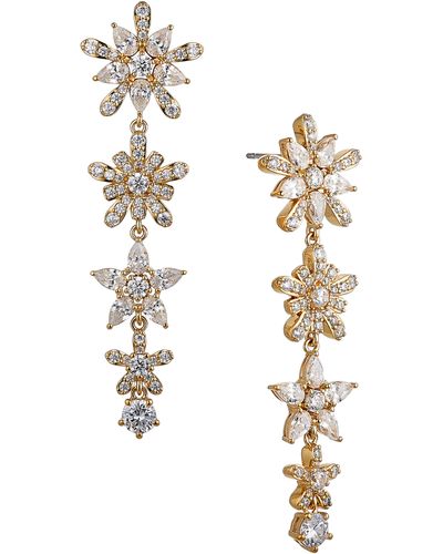 Nadri Freya Crystal Flower Linear Earrings - Metallic