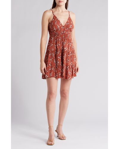 Angie Floral Tie Back Dress - Red