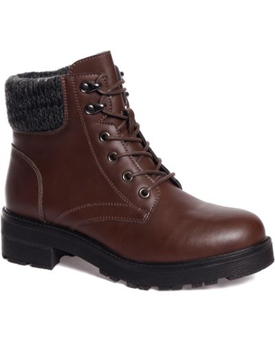AquaDiva Britt Leather Lace Up Boot - Brown