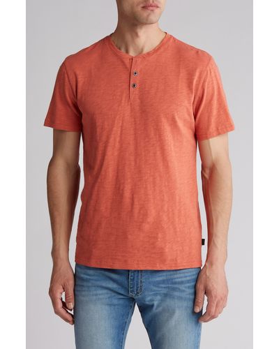 Lucky Brand Short Sleeve Cotton Club Henley - Red