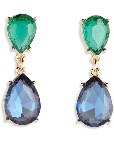 Nordstrom Double Drop Crystal Earrings - Blue