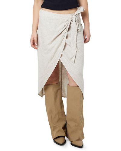 Noisy May Leilani Wrap Midi Skirt - Natural