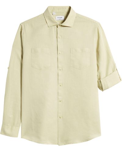 Duchamp Trim Fit Linen & Cotton Dress Shirt - Natural