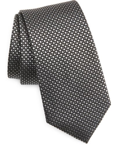 Duchamp Geometric Silk Tie - Gray