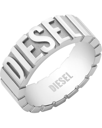 DIESEL Stainless Steel Logo Band Ring - Metallic