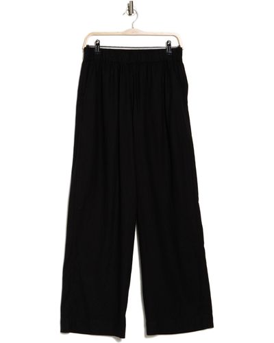 Madewell High Waist Linen Blend Wide Leg Pants - Black