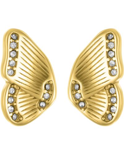 Adornia Water Resistant Pavé Cz Butterfly Split Stud Earrings - Yellow