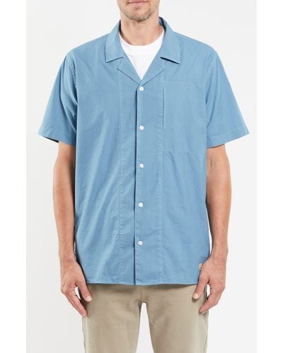 Armor Lux Comfort Cotton Camp Shirt - Blue
