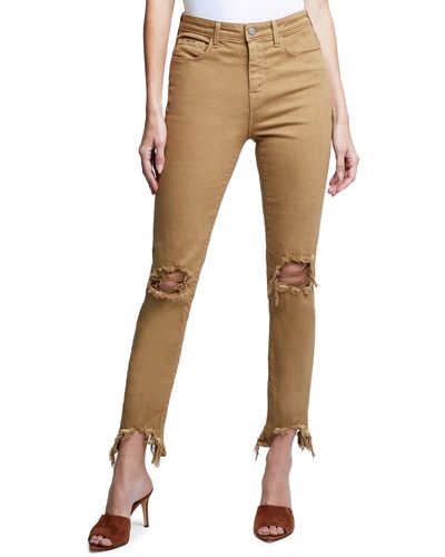 L'Agence High Line Ripped Slim Pants - Multicolor
