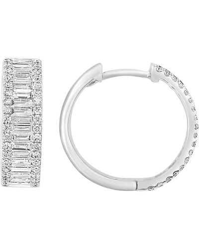 Effy 14k White Gold Diamond Huggie Hoop Earrings