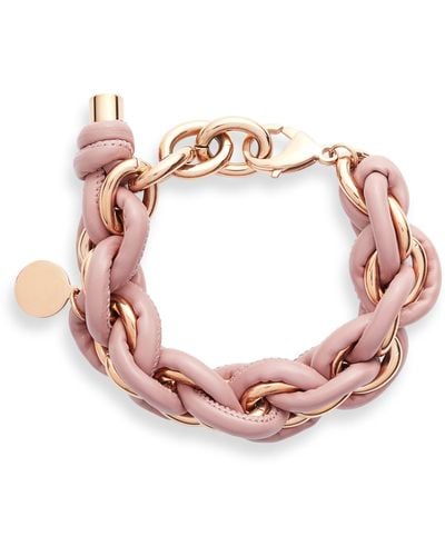 THE KNOTTY ONES Leather Wrap Chain Bracelet - Pink