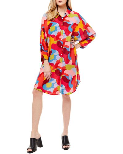 Love By Design Printed Shirtdress - Red