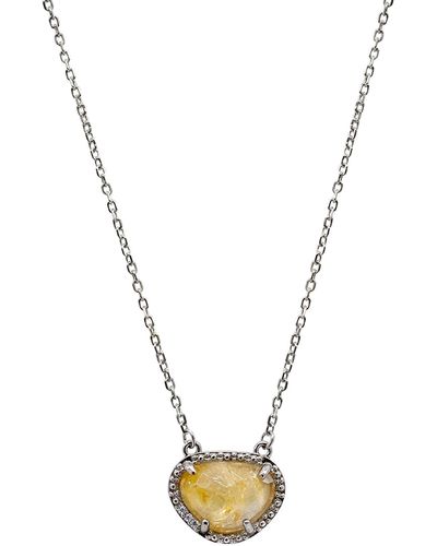 Adornia Fine Sterling Silver Birthstone Halo Pendant Necklace - Metallic