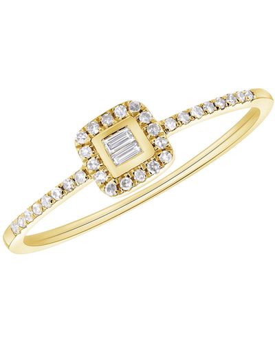 Ron Hami 14k Yellow Gold Baguette & Round Diamond Halo Ring - White