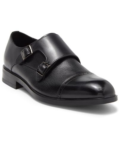 Nordstrom Watson Double Monk Cap Toe Leather Shoe - Black