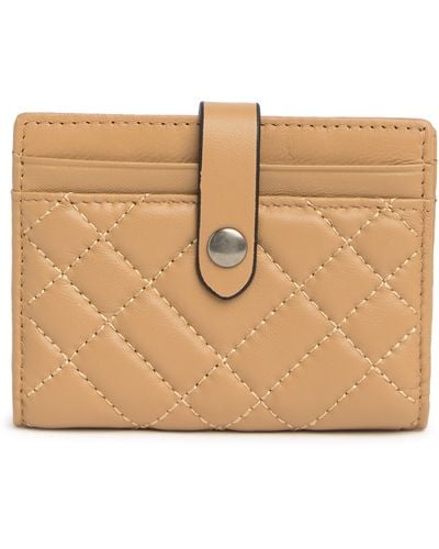Kurt Geiger Quilted Leather Bifold Card Wallet In Light Pastel/brown At Nordstrom Rack - Natural