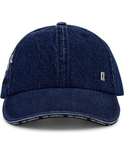 Karl Lagerfeld Logo Denim Baseball Cap - Blue