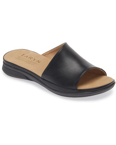 Taryn Rose Asymmetrical Slide Sandal - Black
