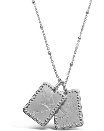 Sterling Forever Rhodium Plated Brass Zodiac Tag Necklace - Gray