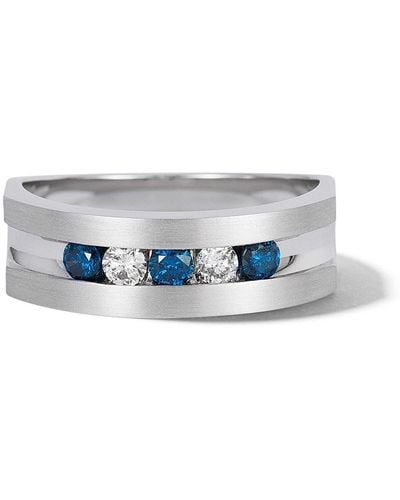 Effy 14k White Gold White & Blue Diamond Ring