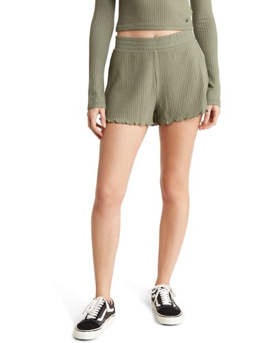 Roxy Twilight Mood High Waist Waffle Knit Shorts - Green