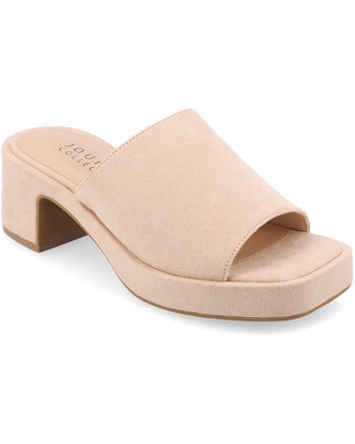Journee Collection Bessa Block Heel Slide Sandal - Natural
