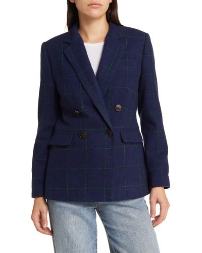 Madewell Caldwell Double Breasted Wool Blend Blazer - Blue