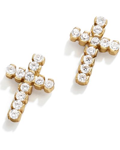 BaubleBar Agape 18k Gold Vermeil & Cubic Zirconia Cross Stud Earrings - Metallic