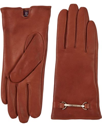 Bruno Magli Logo Buckle Leather Gloves - Brown