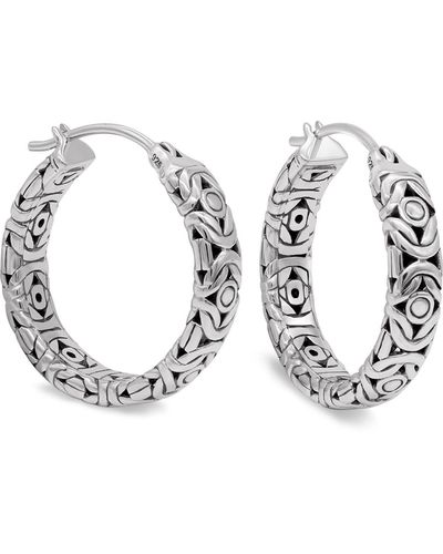DEVATA Sterling Silver Hoop Earrings - White
