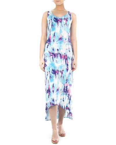 Nina Leonard High-low Tie Dye Maxi Dress - Blue