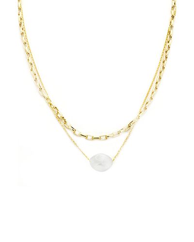 Panacea Imitation Pearl Layered Necklace - Metallic