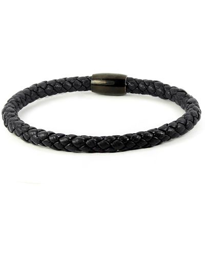 Liza Schwartz Leather Woven Bracelet - Black