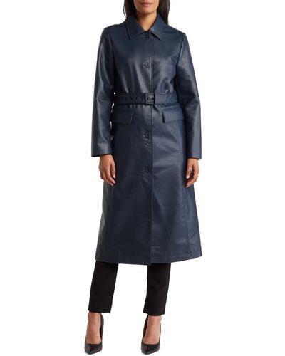 Rebecca Minkoff Faux Leather Trench Coat - Blue