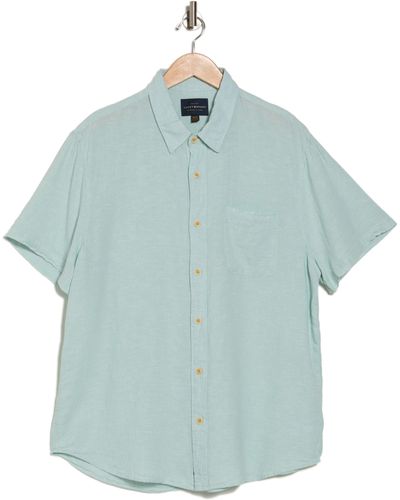 Lucky Brand Short Sleeve Cotton Blend Button-up Shirt - Blue