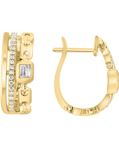 Effy 14k Gold Diamond Hoop Earrings - Metallic