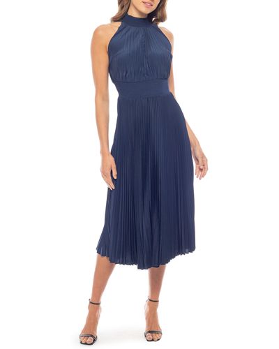 Marina Pleated Midi Dress - Blue
