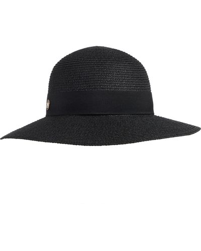 Bruno Magli Medium Brim Ribbon Band Straw Sun Hat - Black
