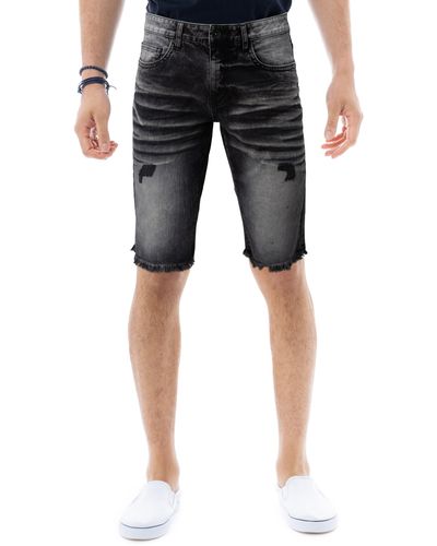 Xray Jeans Distressed Paint Splatter Stretch Denim Shorts - Black