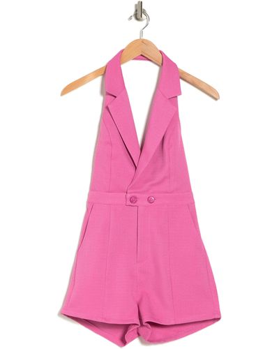 Lulus Boardroom Cutie Tweed Halter Romper - Pink