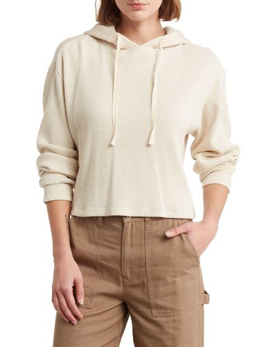 Abound Waffle Knit Crop Pullover Hoodie - Natural