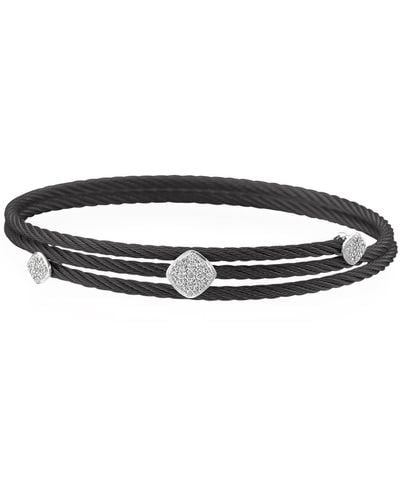 Alor 18k Gold & Stainless Steel Pavé Diamond Coil Cable Bracelet - Black