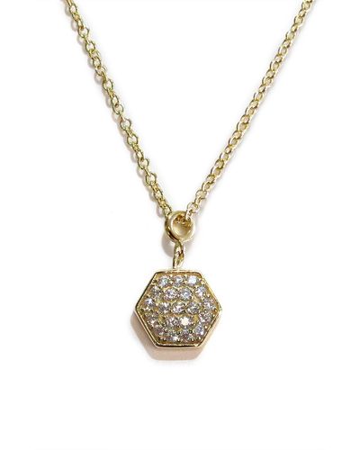 Liza Schwartz Hexagon Pendant Necklace - Metallic