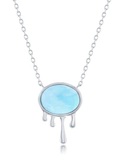 Simona Sterling Silver Larimar Dripping Pendant Necklace - Blue